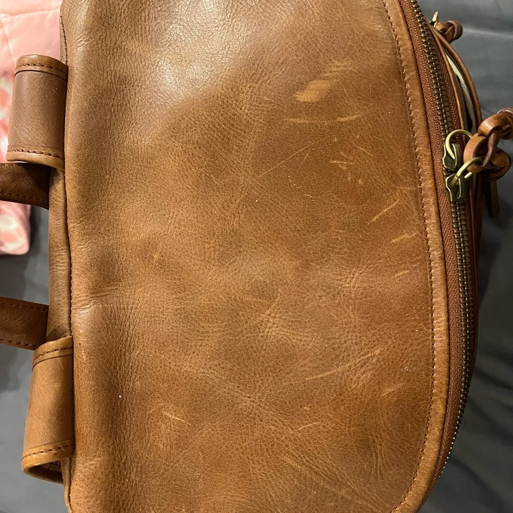 Azaria cognacLeather Baby Bag Backpack - Timeless Organizer